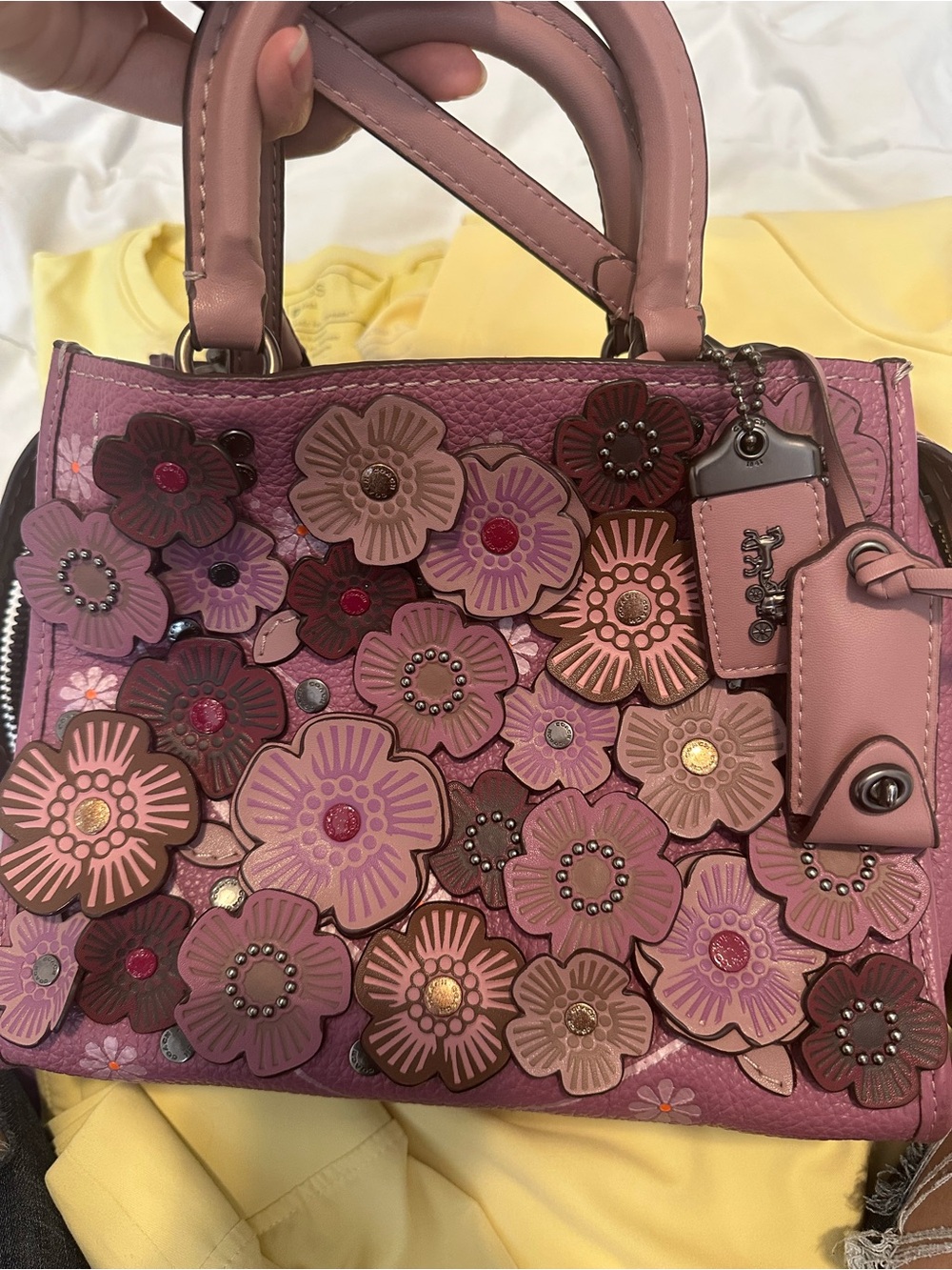 Coach tea rose in dusty mauve purple  difficult to find